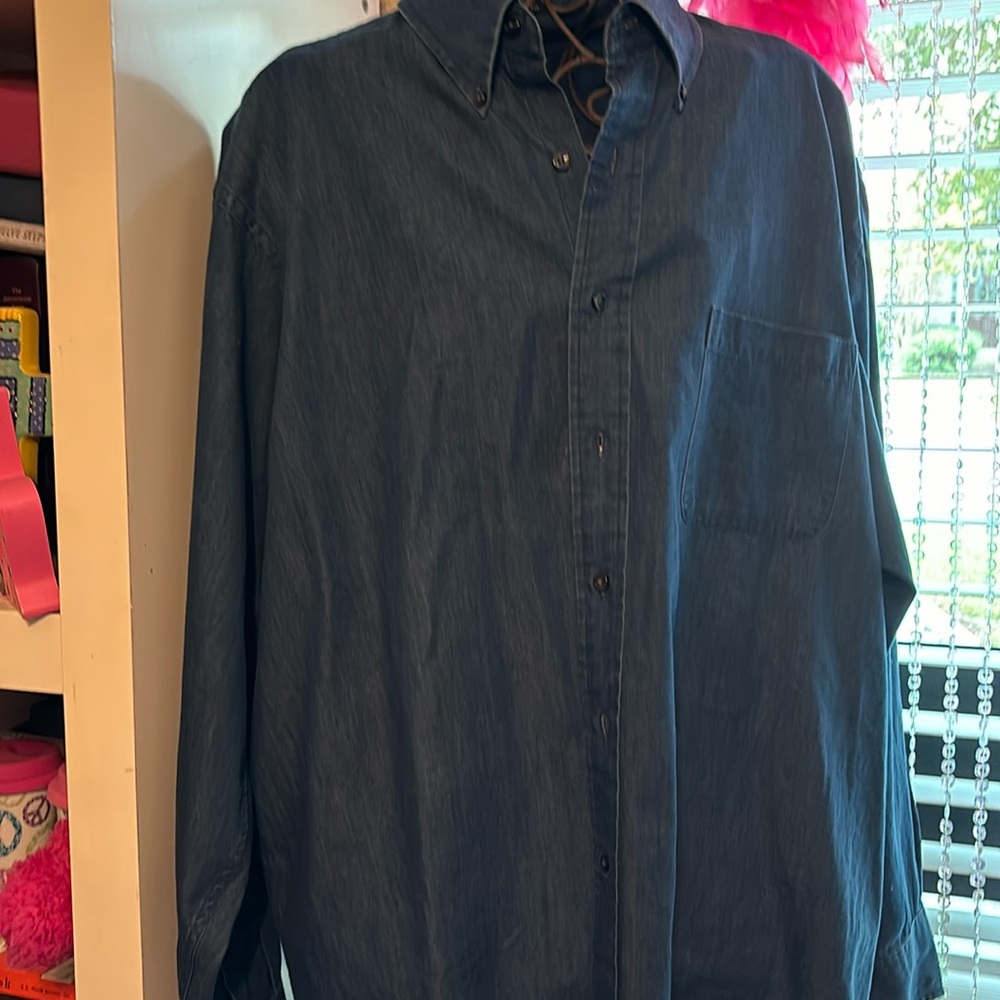 Izod denim shirt mens size 17 1/2 34/35  xl